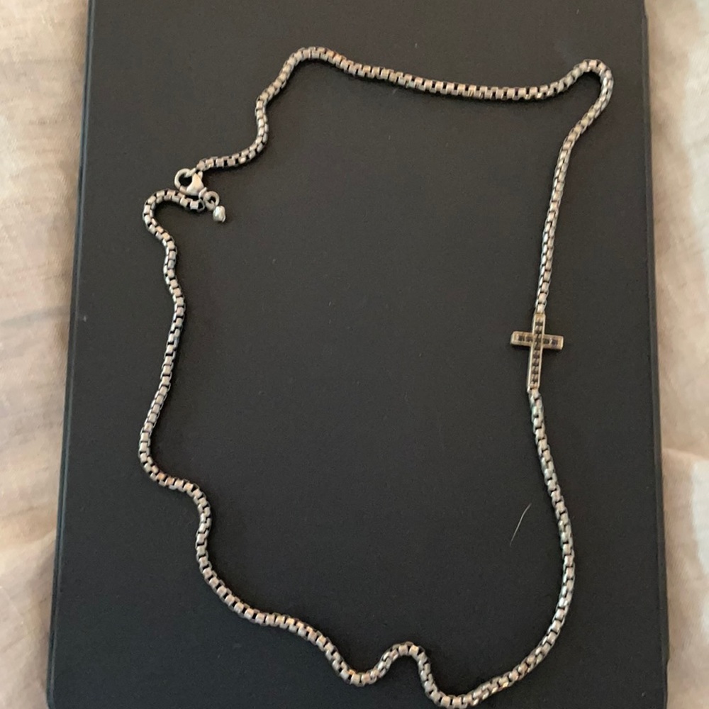 David Yurman black diamond men’s cross chain 27”